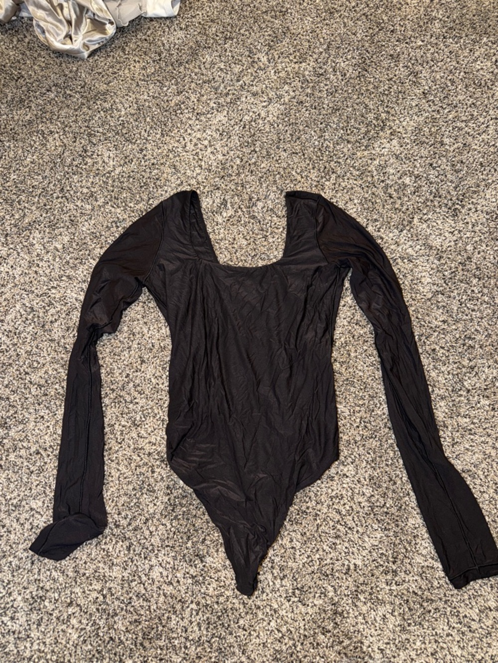 aerie Black Long Sleeve Scoop Neck Bodysuit